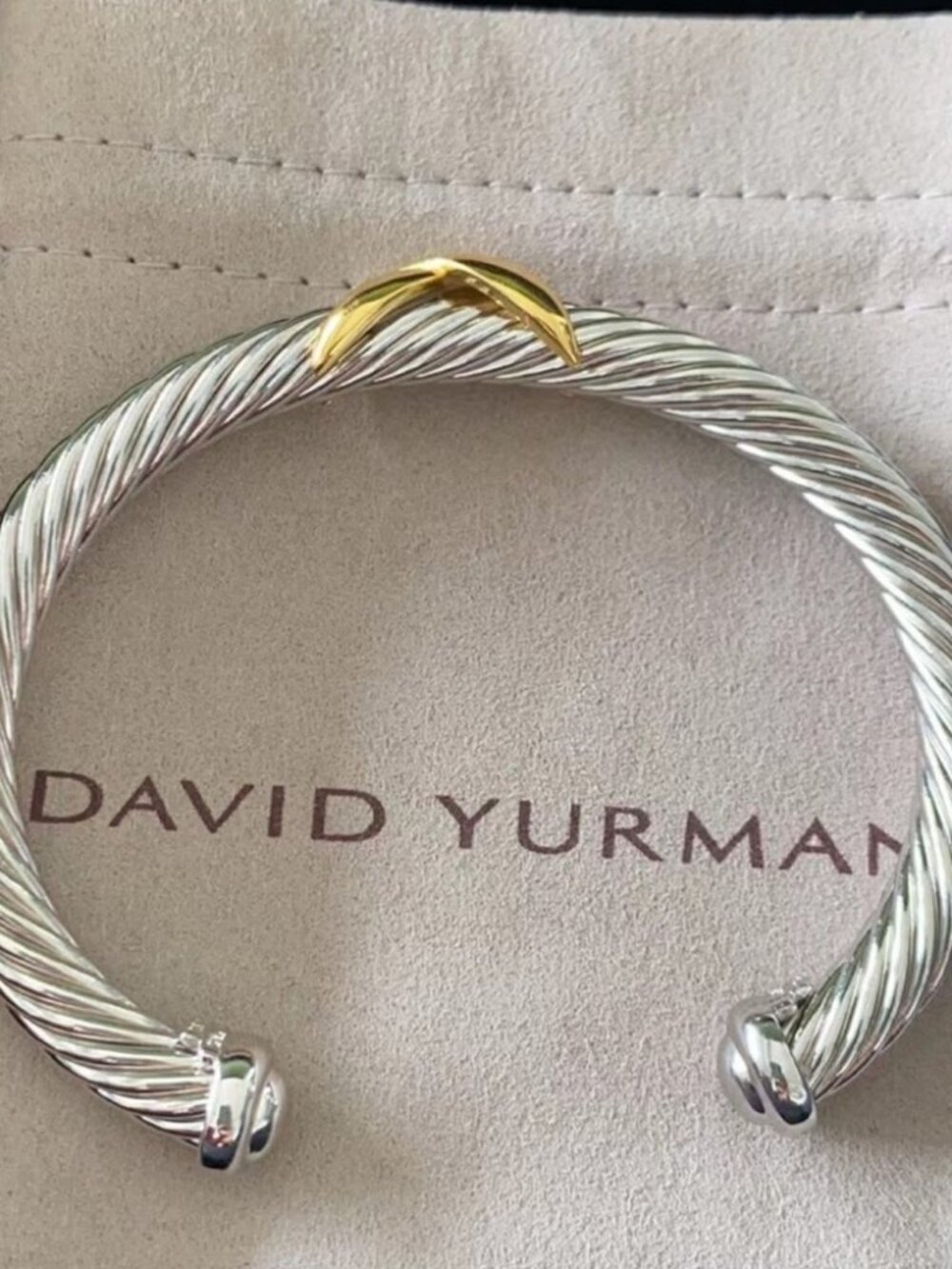 David Yurman Silver and Gold Bracelet 7mm - Picture 2 of 7